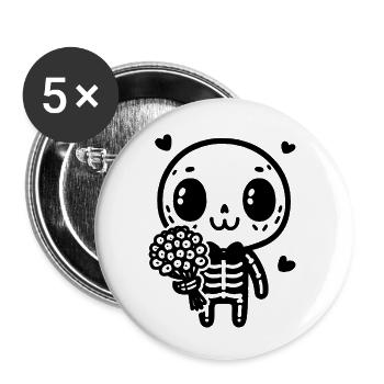 Skelettknochenblumen - Mysteriöser Kontrast - Buttons klein 25 mm (5er Pack) - Weiß - Vorne