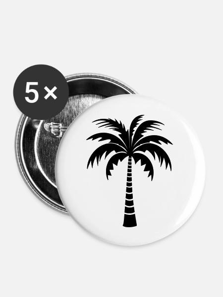 Palme - Buttons klein 25 mm (5er Pack) - Weiß