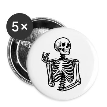 Nachdenkliches Skelett - Knochen - Buttons klein 25 mm (5er Pack) - Weiß - Vorne