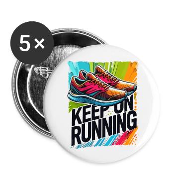 keep on running Running Shoes Runner Jogging Runner - Buttons small 1''/25 mm (5-pack) - white - Front