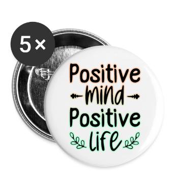 Mentalité Positif 🍀 - Lot de 5 petits badges (25 mm) - blanc - Devant