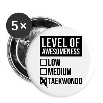Taekwondo - Buttons klein 25 mm (5er Pack) - Weiß - Vorne
