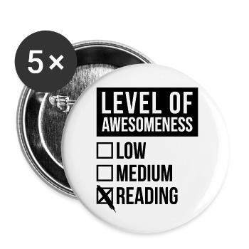 lecture - Lot de 5 petits badges (25 mm) - blanc - Devant