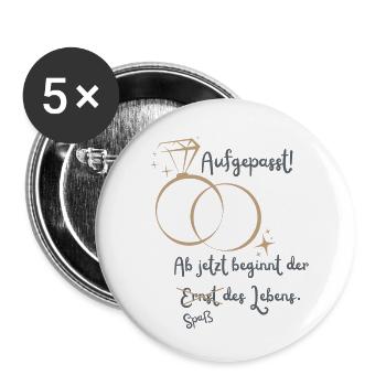 Wedding Engaged Hen Party - Buttons small 1''/25 mm (5-pack) - white - Front
