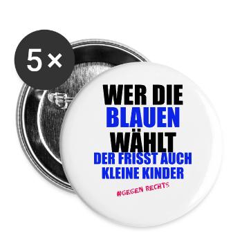 AfD stoppen gegen rechts Demokratie verteidigen - Buttons klein 25 mm (5er Pack) - Weiß - Vorne