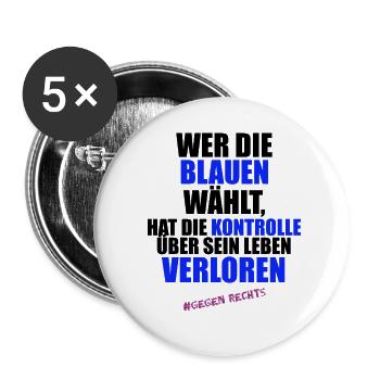 AfD stoppen gegen rechts Demokratie verteidigen - Buttons klein 25 mm (5er Pack) - Weiß - Vorne
