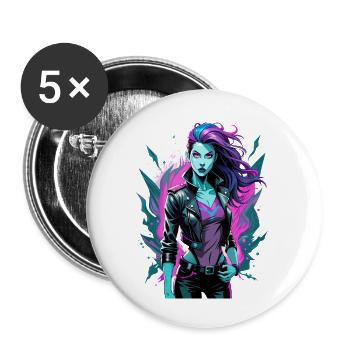 Encre Moderne Gothique Gir - Lot de 5 petits badges (25 mm) - blanc - Devant