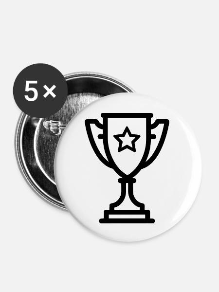 Trophäe - Buttons klein 25 mm (5er Pack) - Weiß