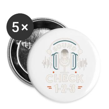 Soundcheck, 1-2-3 - Buttons klein 25 mm (5er Pack) - Weiß - Vorne