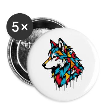 Wolf - Buttons klein 25 mm (5er Pack) - Weiß - Vorne