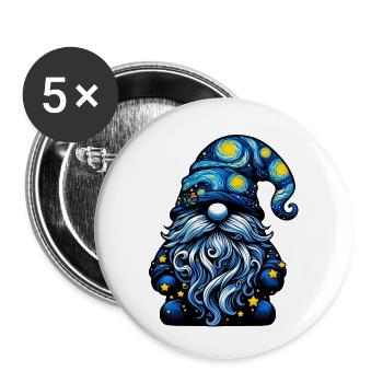 Gnom - Buttons klein 25 mm (5er Pack) - Weiß - Vorne