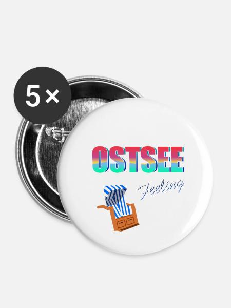 Ostsee Feeling - Buttons klein 25 mm (5er Pack) - Weiß