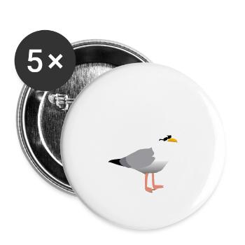 Hamburger Möwe - Buttons klein 25 mm (5er Pack) - Weiß - Vorne