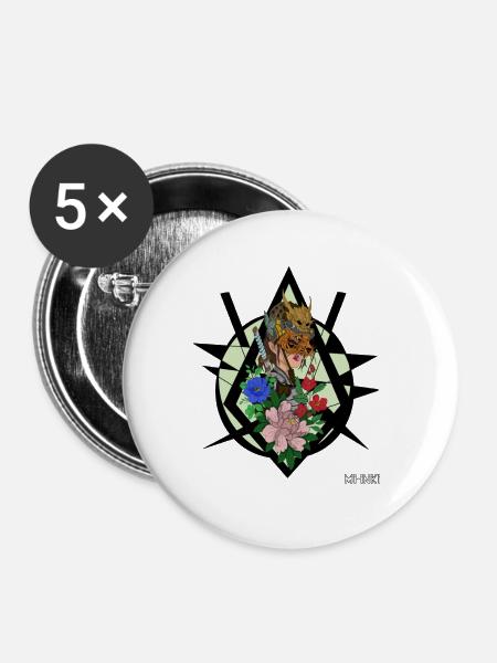 Kriegerin im blumenfeld - Buttons klein 25 mm (5er Pack) - Weiß