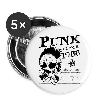 Punk seit 1988, Punks Not Dead, 36 Jahre alt und - Buttons klein 25 mm (5er Pack) - Weiß - Vorne