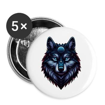 Cosmic Wolf - Buttons small 1''/25 mm (5-pack) - white - Front