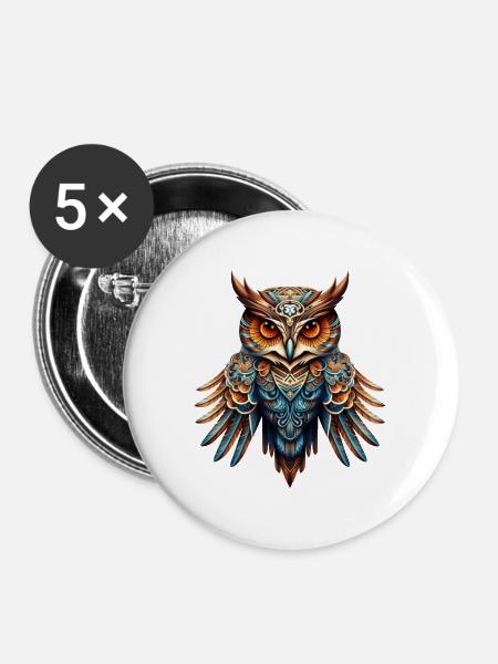 Cool Night Owl - Buttons klein 25 mm (5er Pack) - Weiß