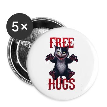 Funny Hugs For Free Horror Dark Cat Humor - Buttons small 1''/25 mm (5-pack) - white - Front
