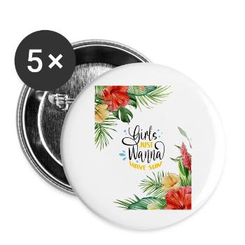 Les filles s’amusent - Lot de 5 petits badges (25 mm) - blanc - Devant