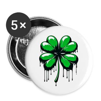 Trèfle à quatre feuilles - Lot de 5 petits badges (25 mm) - blanc - Devant