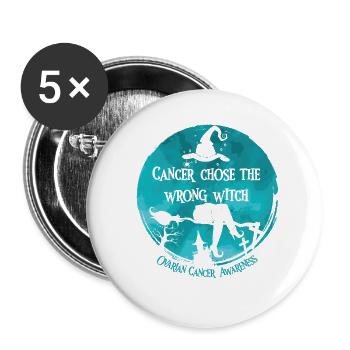 Krebs Hexe Teal Eierstockkrebs - Buttons klein 25 mm (5er Pack) - Weiß - Vorne