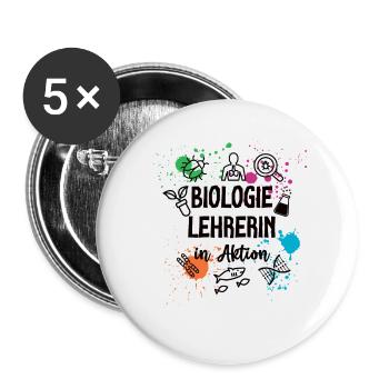 Biologie Lehrerin in Aktion Biolehrerin Lehrer Bio - Buttons klein 25 mm (5er Pack) - Weiß - Vorne