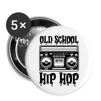 ghettoblaster old school hip hop - Buttons klein 25 mm (5er Pack) - Weiß - Vorne