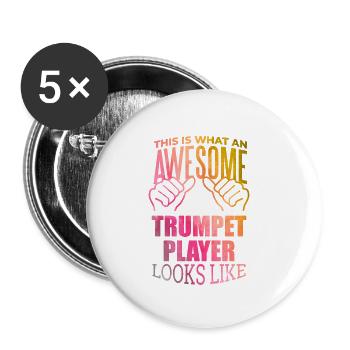 Trompete - Buttons klein 25 mm (5er Pack) - Weiß - Vorne