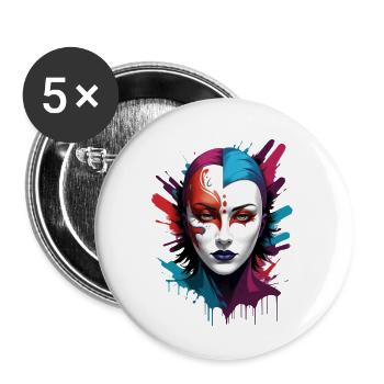 « Chromatic Chic : le porteur de masque coloré » - Lot de 5 petits badges (25 mm) - blanc - Devant