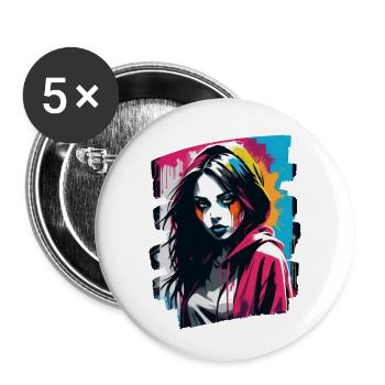 "Color Craze: The Masked Fashionista" - Buttons small 1''/25 mm (5-pack) - white - Front