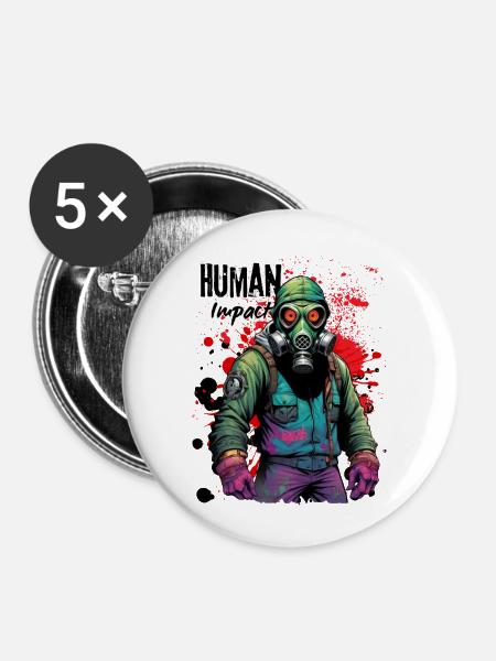 Human Impact - Buttons klein 25 mm (5er Pack) - Weiß