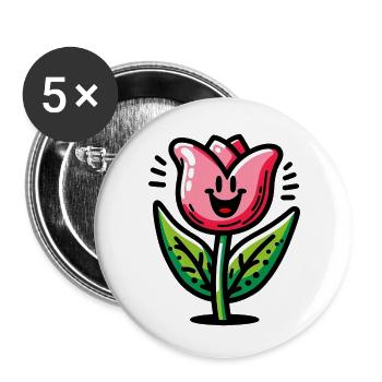 Tulipe - Lot de 5 petits badges (25 mm) - blanc - Devant