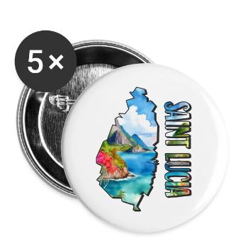 Aquarell Landkarte Saint Lucia - Buttons klein 25 mm (5er Pack) - Weiß - Vorne