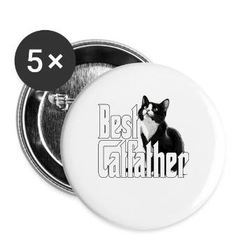 Cat Dad Best Catfather Ever Crazy Cat Father Kitty - Buttons small 1''/25 mm (5-pack) - white - Front