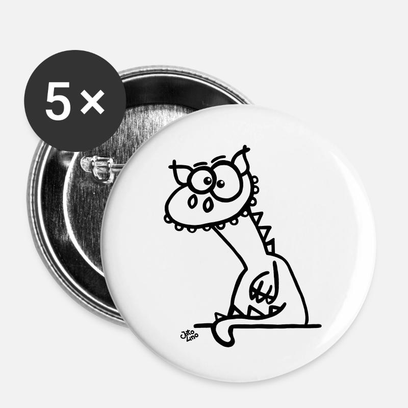 Le dragon - Lot de 5 petits badges (25 mm) - blanc