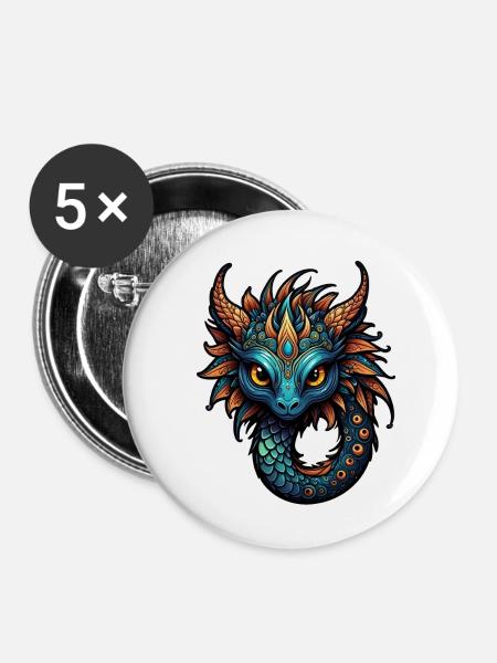 Liebenswertes Fantasiewesen - Buttons klein 25 mm (5er Pack) - Weiß
