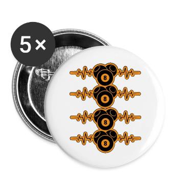 Billard-Herzschlag - Buttons klein 25 mm (5er Pack) - Weiß - Vorne