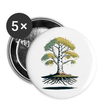 Birch Tree - Buttons small 1''/25 mm (5-pack) - white - Front