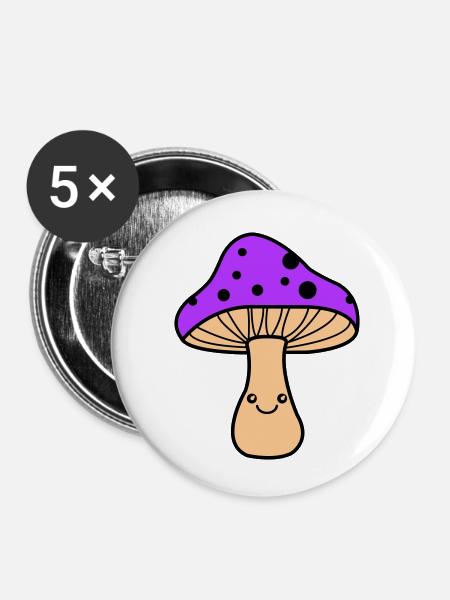 pilz comic - Buttons klein 25 mm (5er Pack) - Weiß