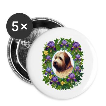 Race de chien Briard - Lot de 5 petits badges (25 mm) - blanc - Devant