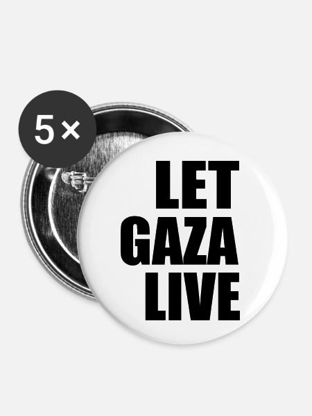 Let gaza live - Buttons klein 25 mm (5er Pack) - Weiß