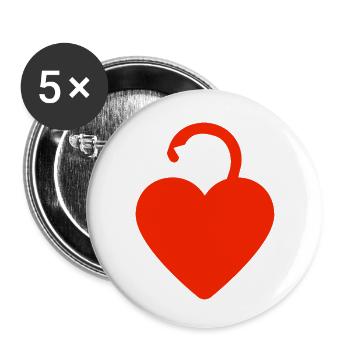 Herz-Schloss - Buttons klein 25 mm (5er Pack) - Weiß - Vorne