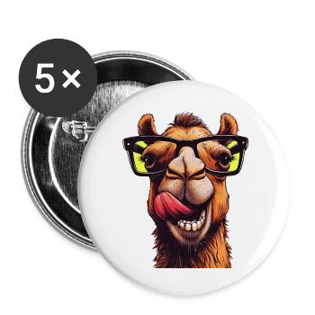 Camel avec lunettes de soleil - Lot de 5 petits badges (25 mm) - blanc - Devant