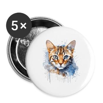 Chat du Bengale - Lot de 5 petits badges (25 mm) - blanc - Devant
