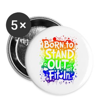 NÉ POUR SE DÉMARQUER, PAS POUR S’INTÉGRER - Lot de 5 petits badges (25 mm) - blanc - Devant