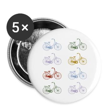 Retro Bicycles Hand Painted - Buttons small 1''/25 mm (5-pack) - white - Front