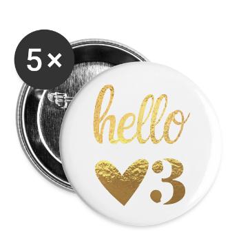 Hello 3 - Lot de 5 petits badges (25 mm) - blanc - Devant