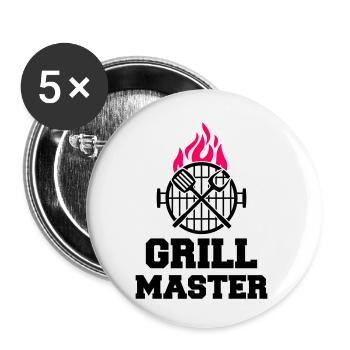 Maître du gril - Lot de 5 petits badges (25 mm) - blanc - Devant
