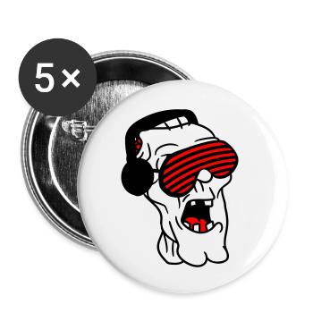 DJ Zombie Monster Horror Halloween Party Music - Buttons small 1''/25 mm (5-pack) - white - Front