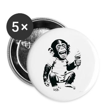 Playful Monkey with IceCream Design - Buttons small 1''/25 mm (5-pack) - white - Front